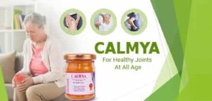 An image of a bottle of Calmya, a turmeric-based dietary supplement for bone and joint pain relief, from Bagdara Farms. The bottle features a label with the Calmya logo, and the supplement is in the form of capsules. The label highlights the product's key features, including its turmeric-based formulation and benefits for bone and joint health. The image conveys the concept of a natural solution for managing bone and joint pain with the use of turmeric, a well-known anti-inflammatory and antioxidant ingredient