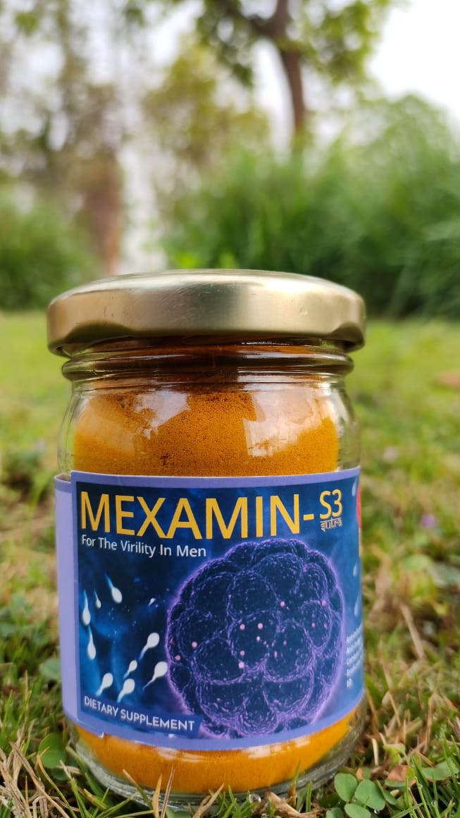 Image of Mexamin-S3 supplement bottle featuring the brand logo