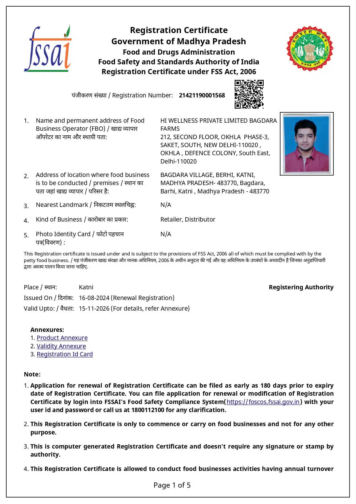 FSSAI Certificate